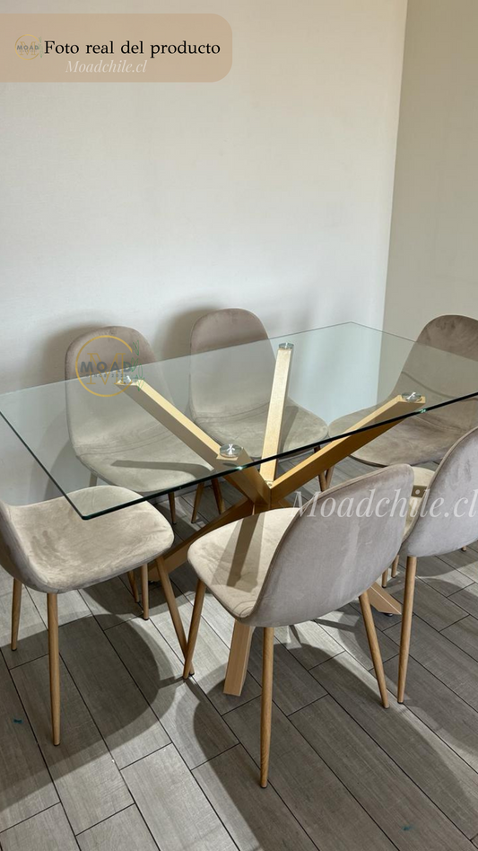 Comedor Oslo Terciopelo 6P (140cm)