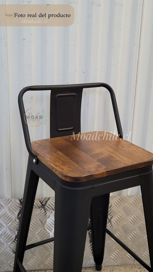 Taburete Tolix Madera Oscura (66cm)