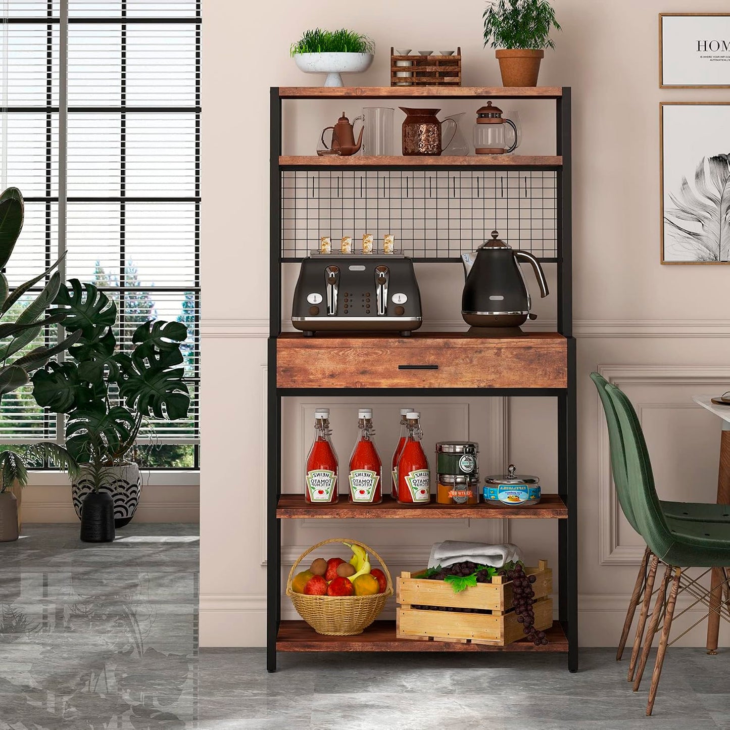Rack organizador alto con cajón para cocina