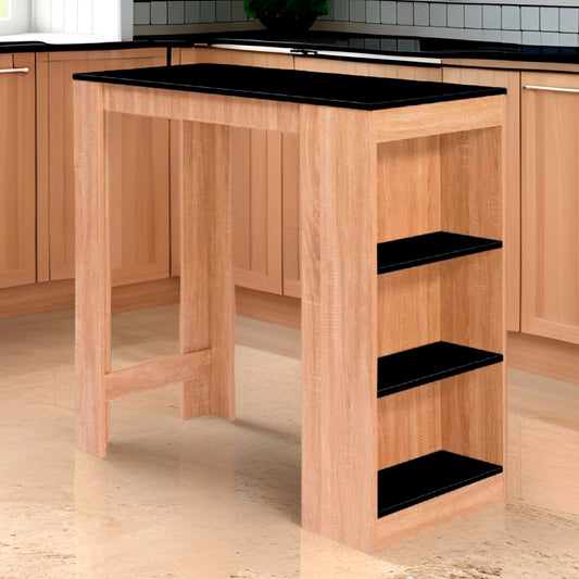 Mesa de cocina organizadora alta color madera y negro