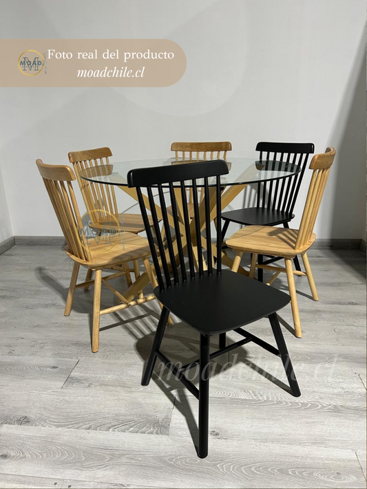 Comedor Suizo Redondo Windsor Madera 6P