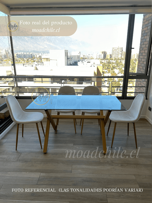 Comedor Paris Terciopelo Cross Rectangular 4P