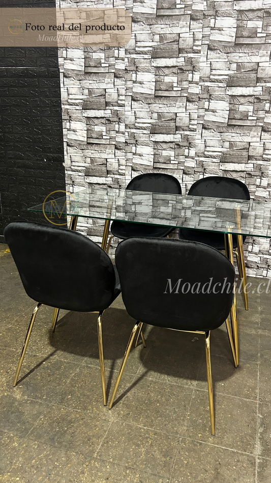 Comedor Rectangular Premium Beetle Glass 4P