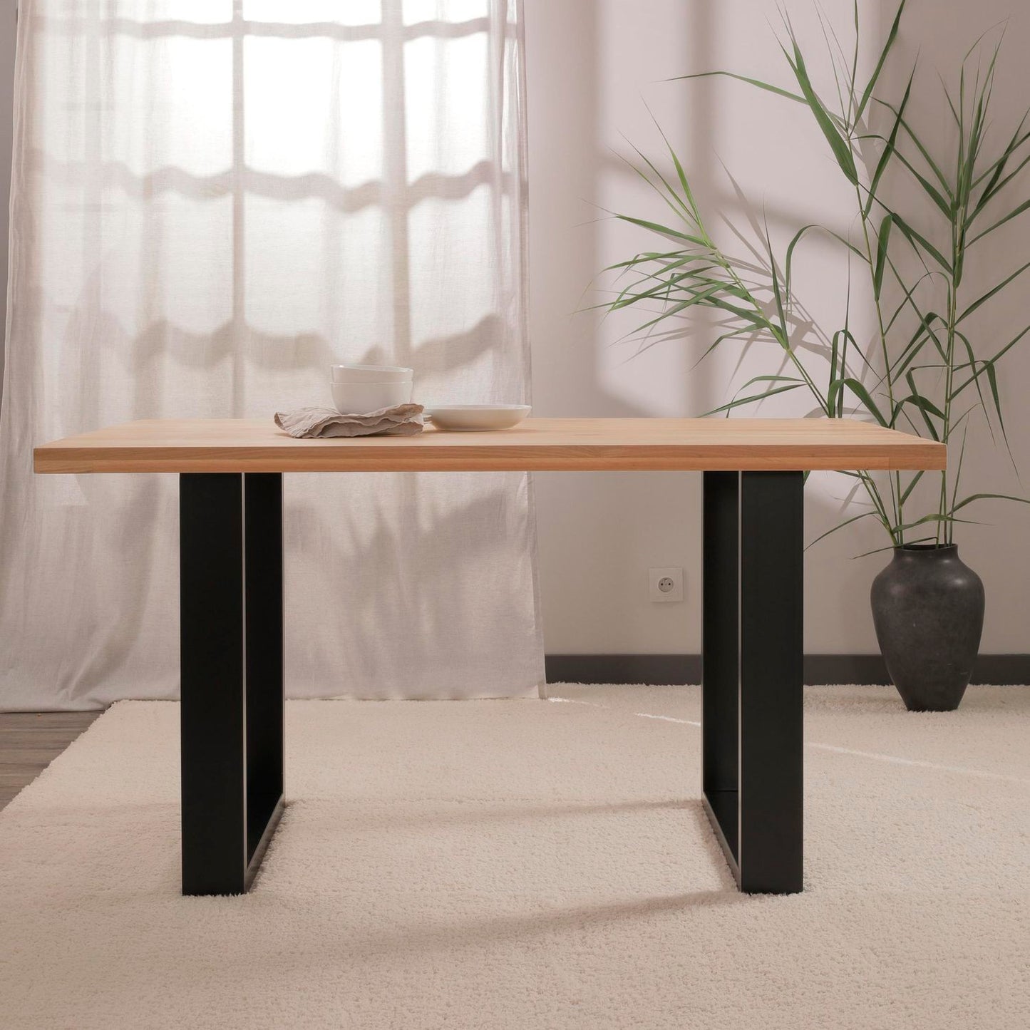 Mesa de Comedor Estilo Industrial 160x90 - Madera Clara