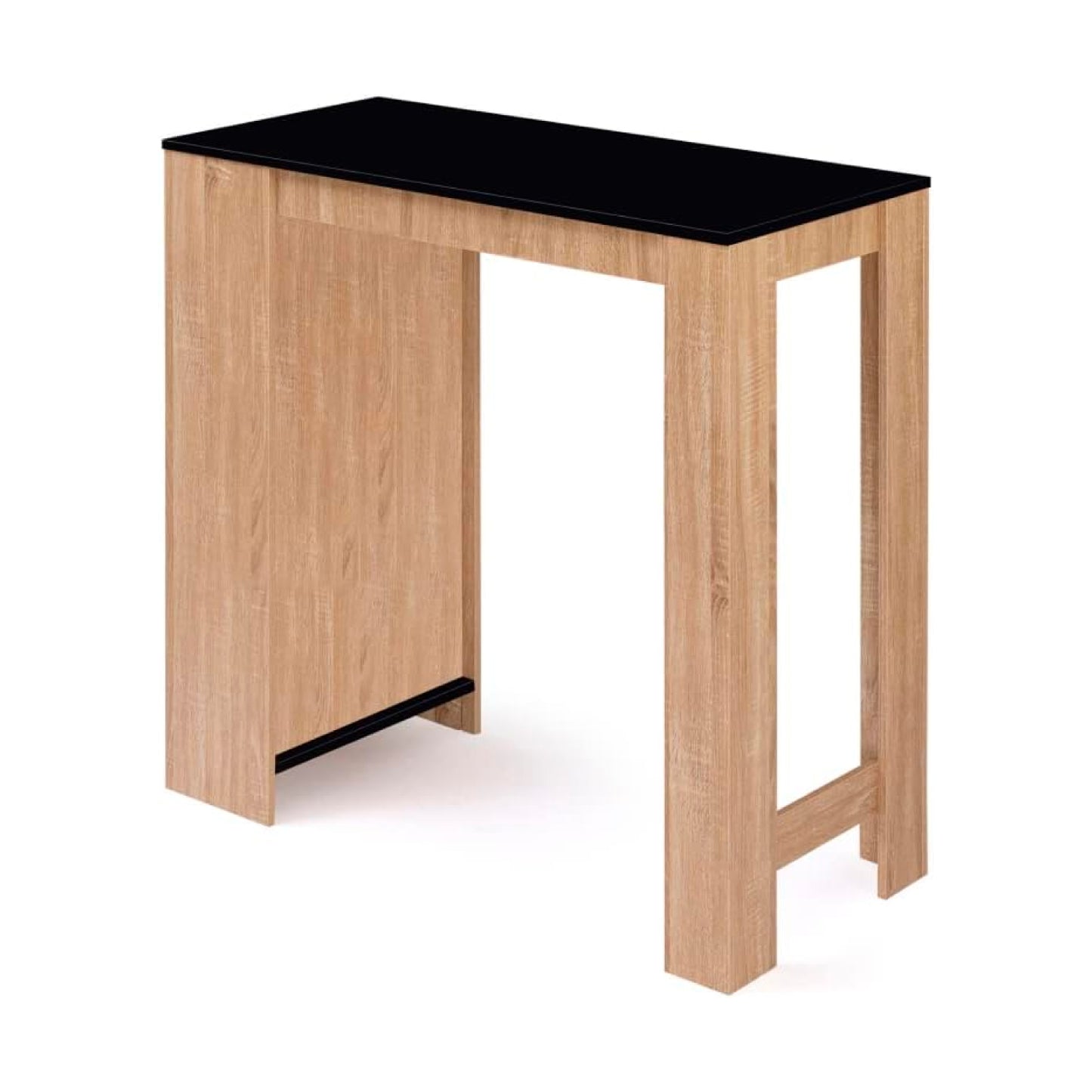 Mesa de cocina organizadora alta color madera y negro