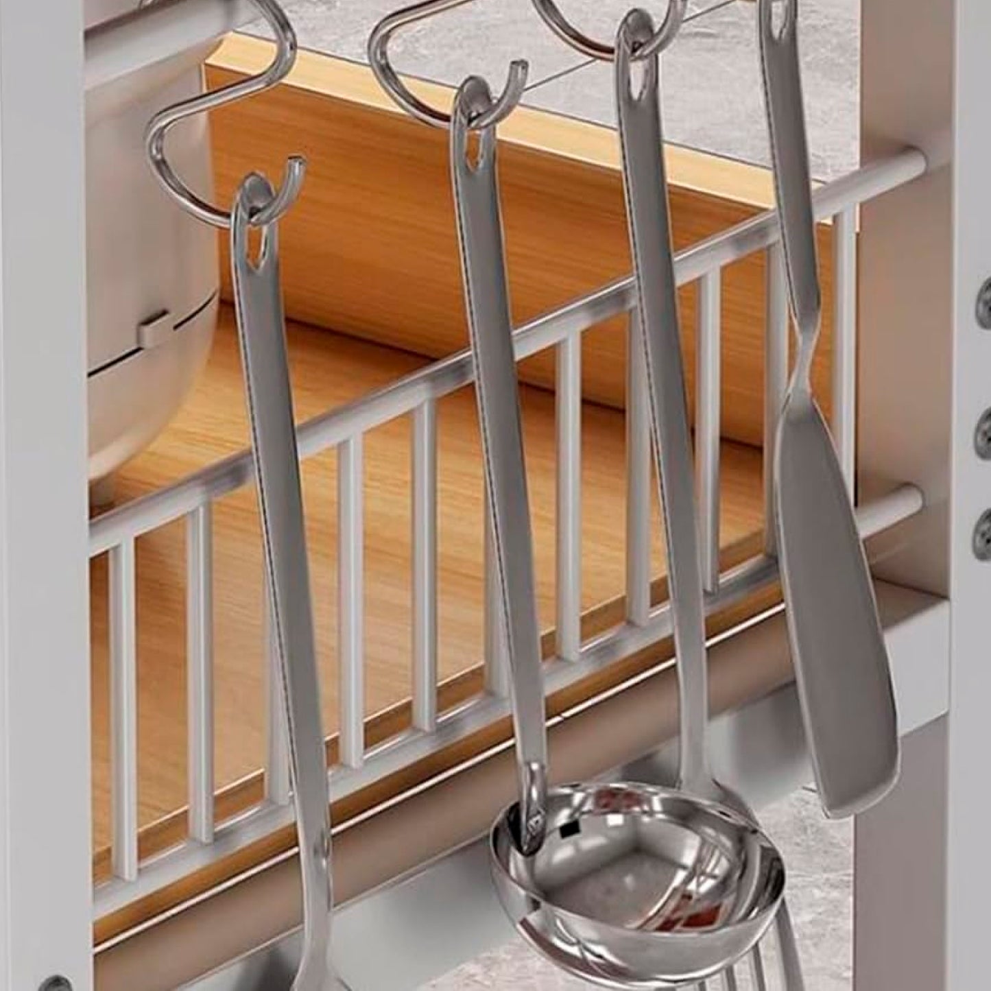 Mesa de cocina organizadora 2 niveles metal y madera