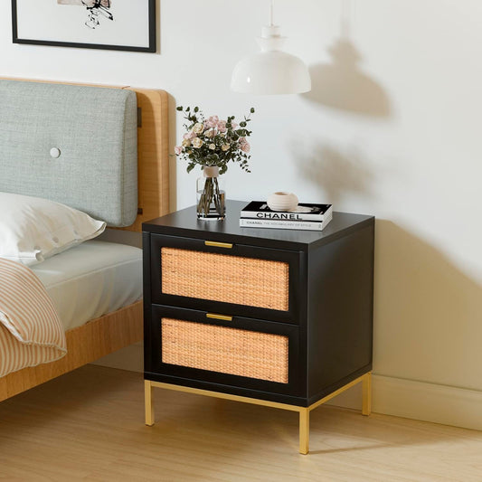 Velador Rattan Dark Dos Cajones