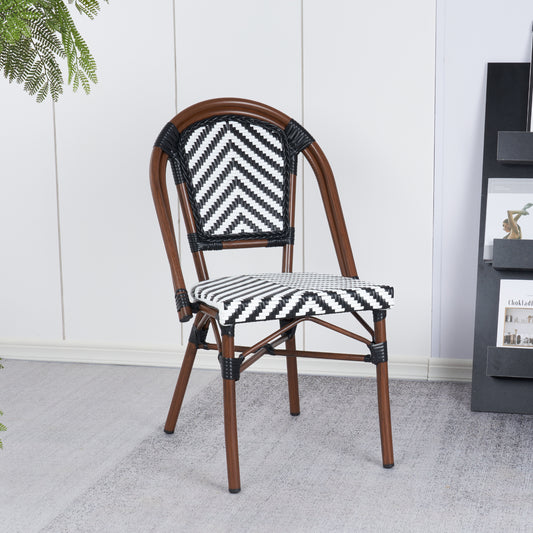 Silla Bistro Parisina Rattan Blanco y Negro