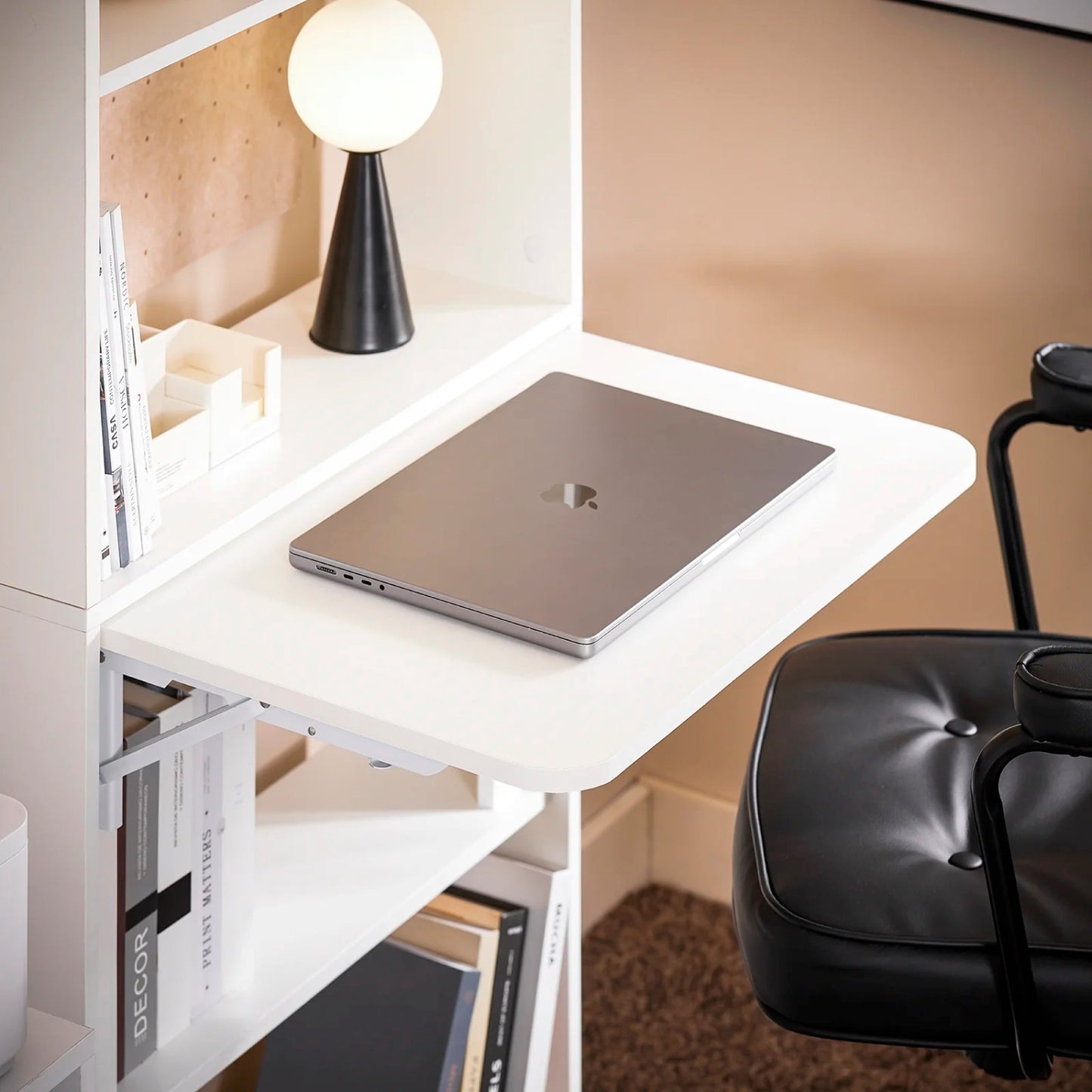 Estantería con Escritorio Plegable Compacto - Blanco