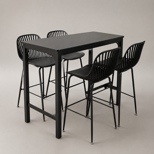 Set Terraza Tropea Rectangular Black con 4 Taburetes