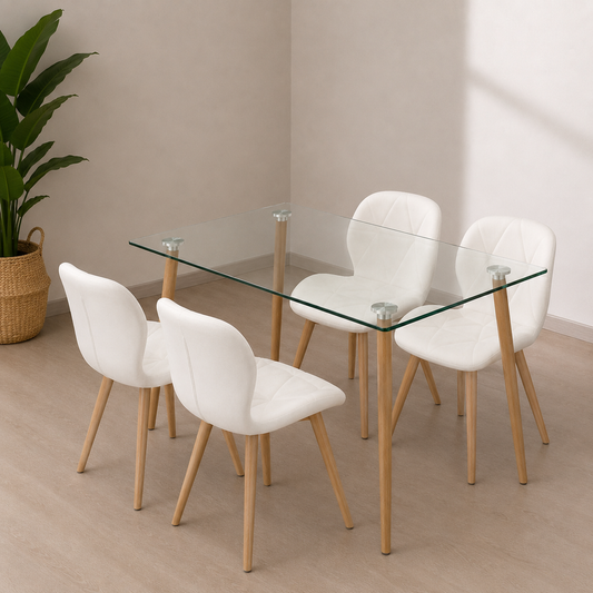 Comedor Rectangular 4P Mariposa Glass