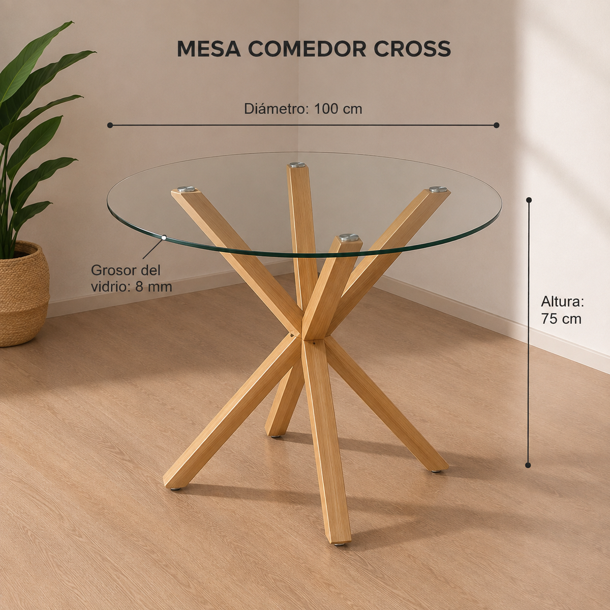 Comedor Redondo Gabrielle Lino Cross 4P