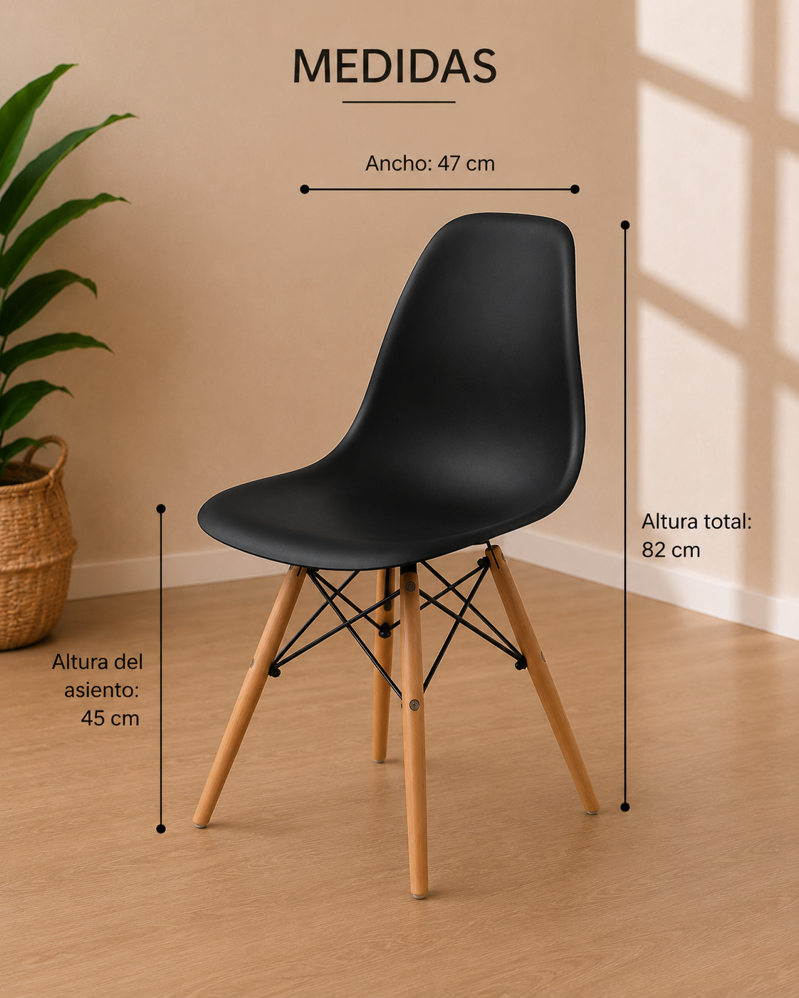 Comedor Eames Round 80cm 4P