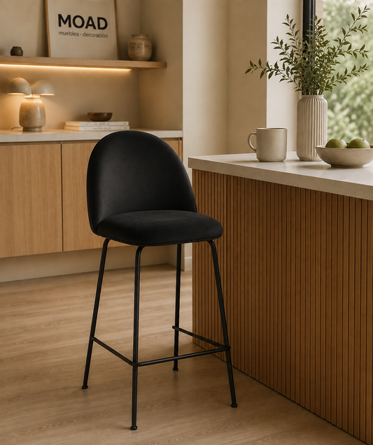 Taburete Tokio Felpa Black 66cm Diseño con rombo
