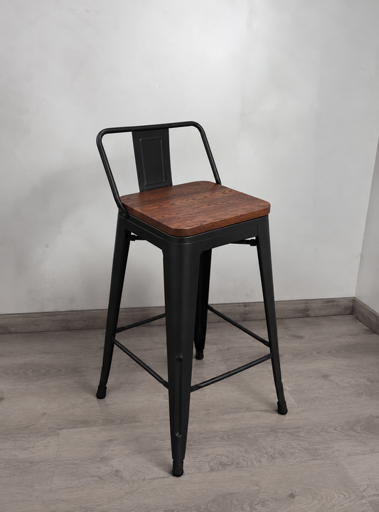 Taburete Tolix Madera Oscura Negro (77cm)