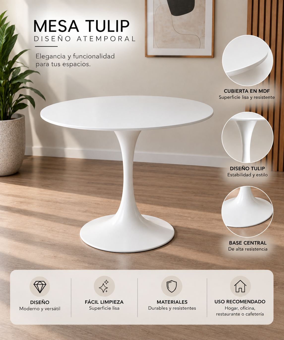 Comedor Mariposa Tulip Velvet 80cm