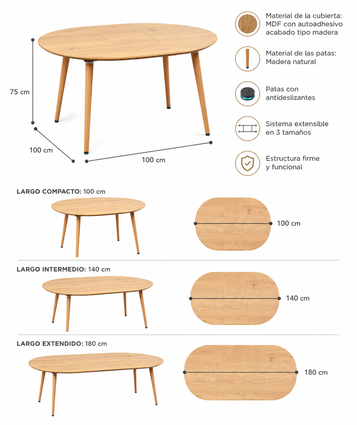 Comedor Extensible + 6 Sillas Windsor