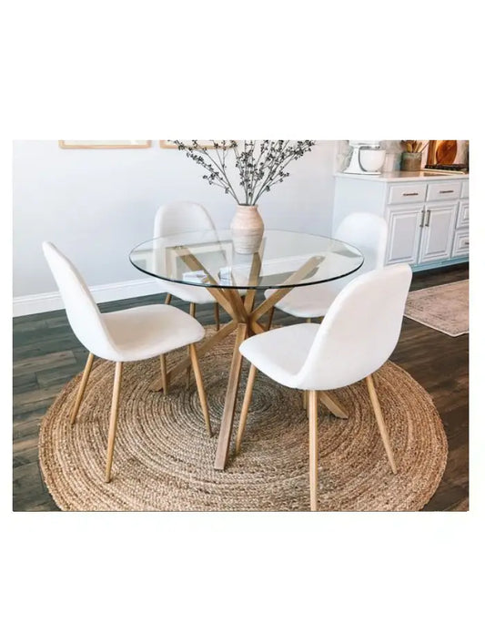 Comedor Redondo 4P Clinton Lino (pata simil madera)