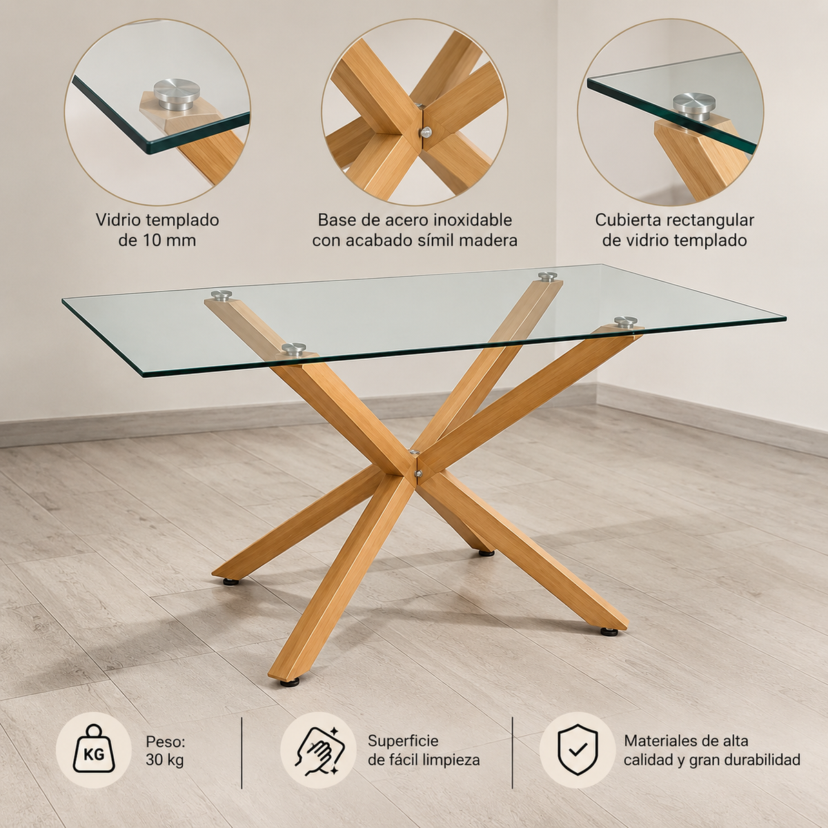 Comedor Oslo Paris Lino 6P (140cm)