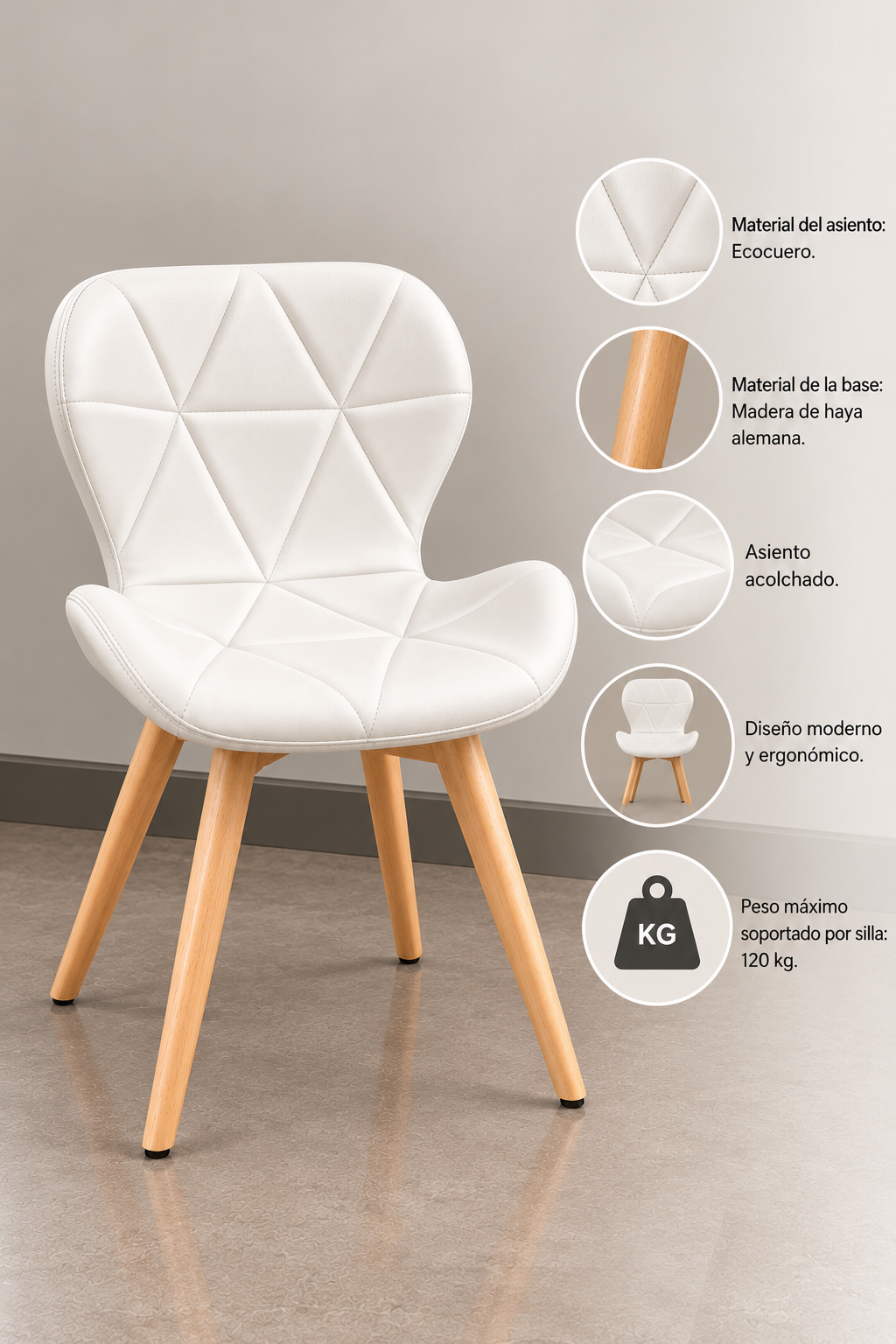 Comedor Rectangular London Cross Mariposa Ecocuero 6P