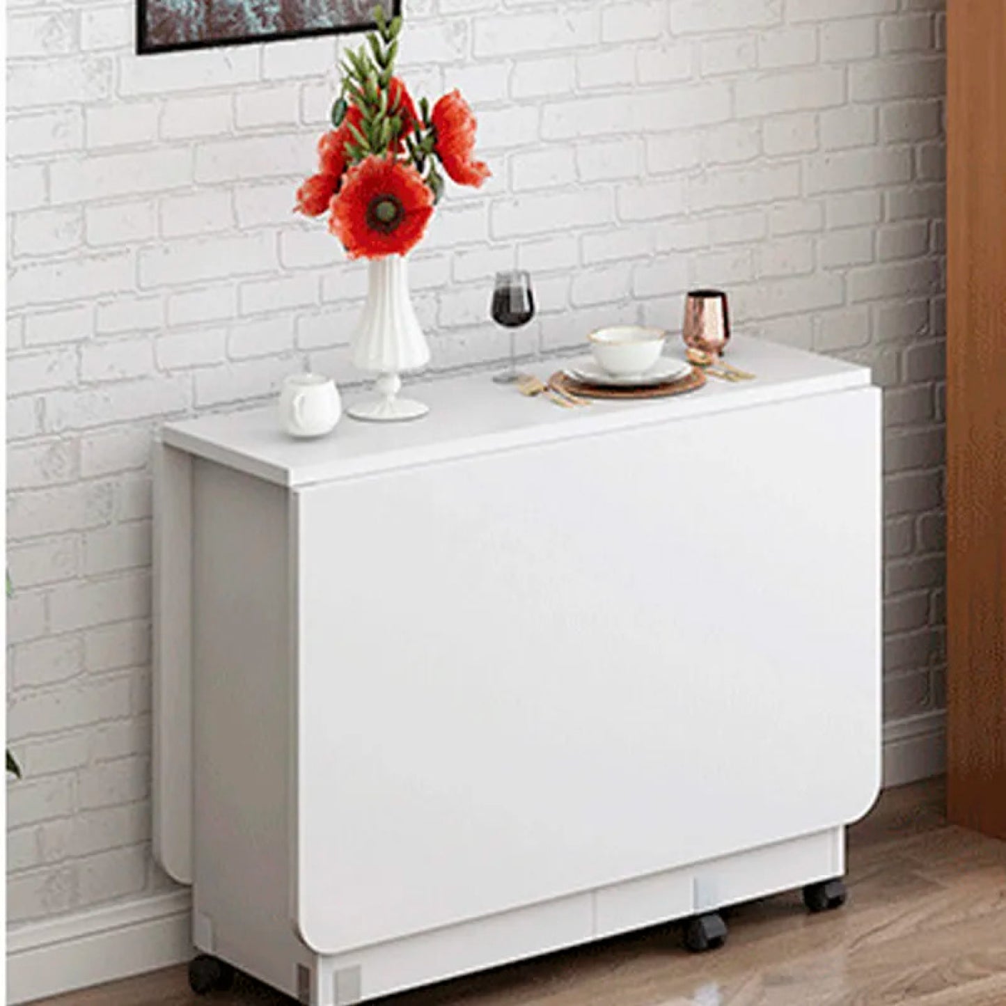 Mesa de comedor plegable extensible blanca 140x60cm