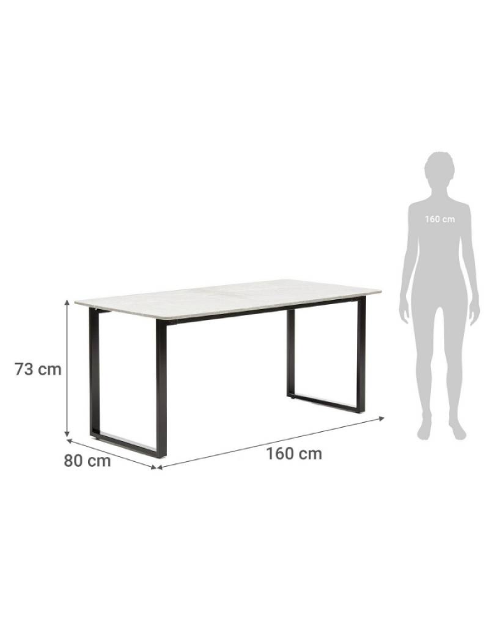 Mesa Mineiro Símil Mármol 160cm Patas Negras