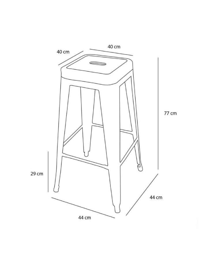 Taburete Tolix alto sin respaldo (77cm)