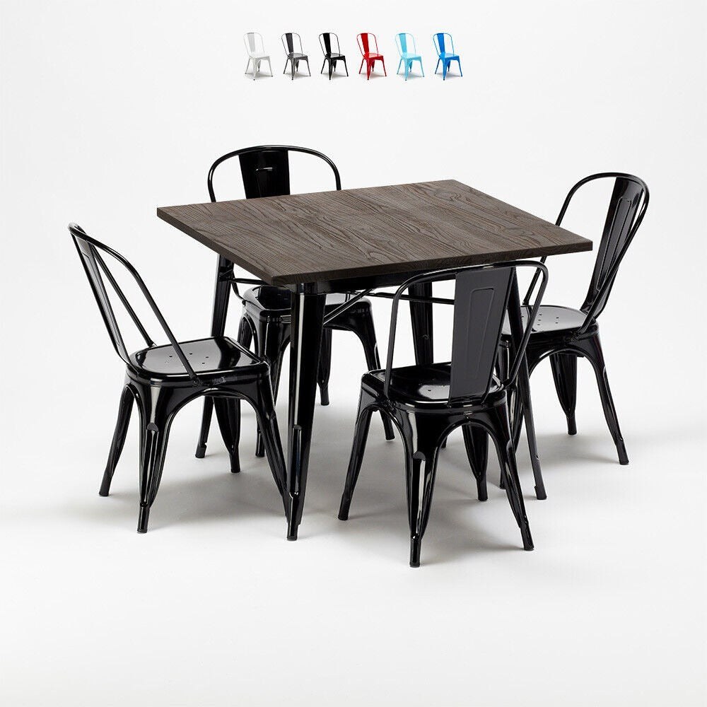 Comedor Cuadrado Tolix Wood 4P