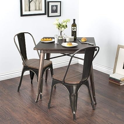 Mesa de comedor Tolix 70x70cm Madera Oscura