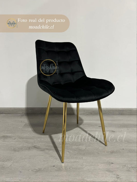 Pack 4 Sillas de Comedor Macron Terciopelo patas doradas