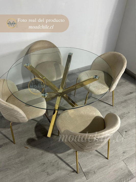 Comedor Redondo 4P Elegance Premium Cross Gold