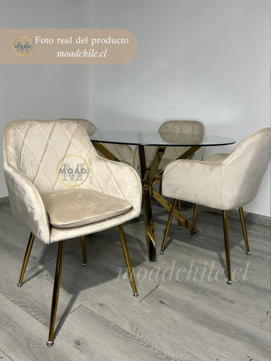 Comedor Redondo Diamante Cross Gold 4P