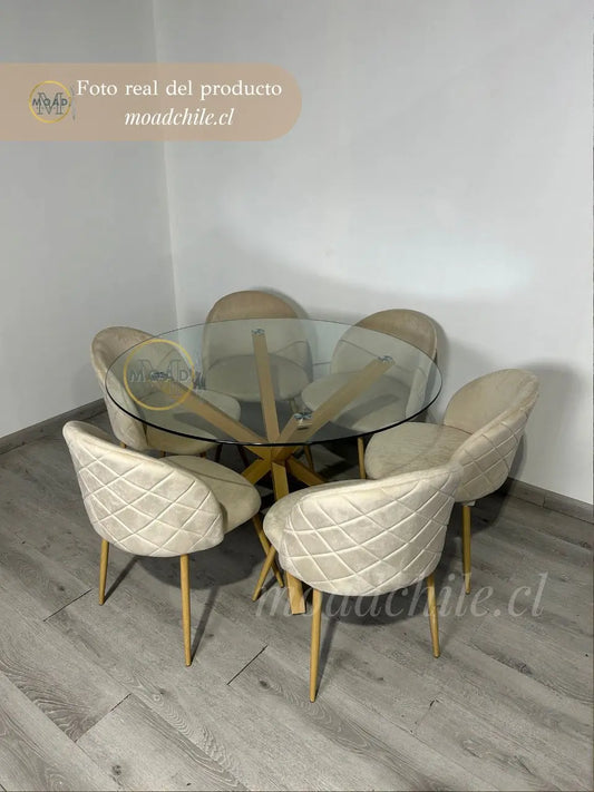 Comedor Redondo Gabrielle Cross Wood 6P