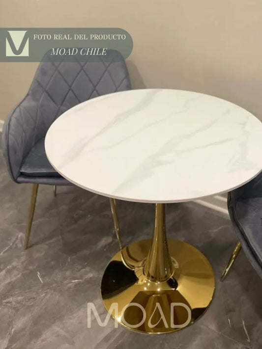 Mesa Tulip Piedra Sinterizada Gold 100cm