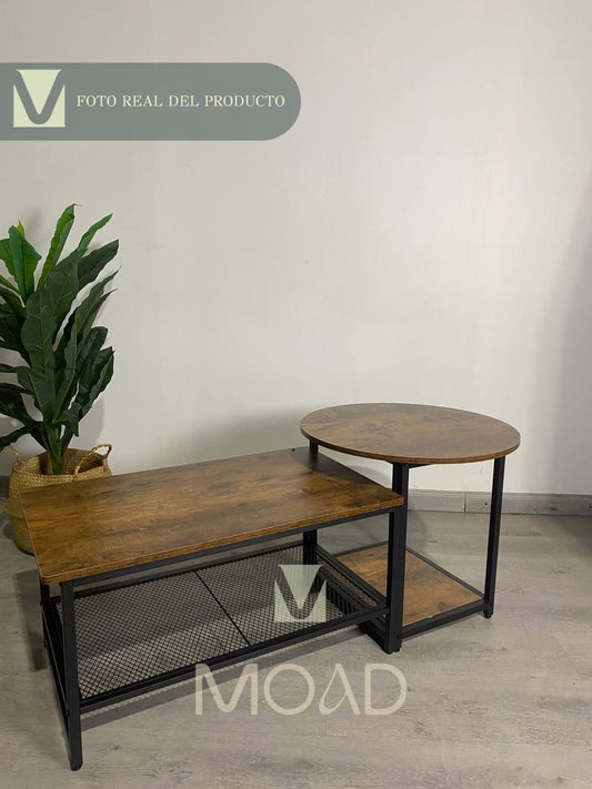 Set de Mesas de Centro Industrial en MDF - Diseño Dúo Modular