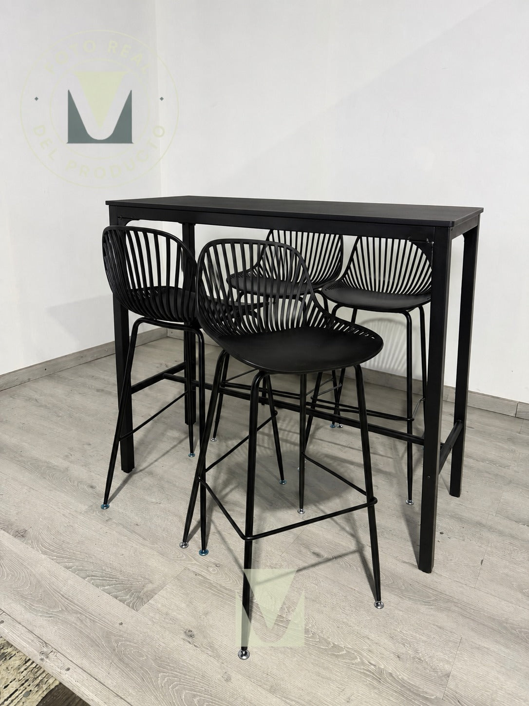 Set Terraza Tropea Rectangular Black con 4 Taburetes