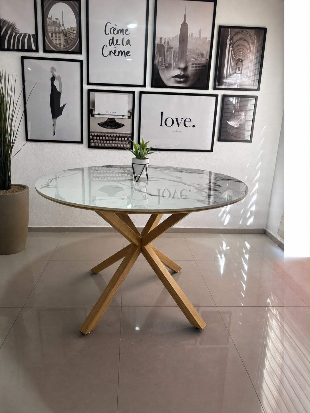 Comedor Cross Redondo Windsor Madera Stone 4P