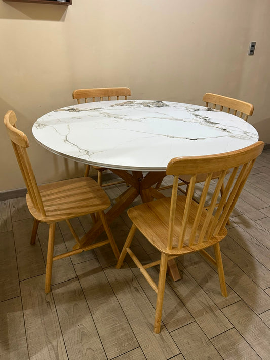Comedor Cross Redondo Windsor Madera Stone 4P