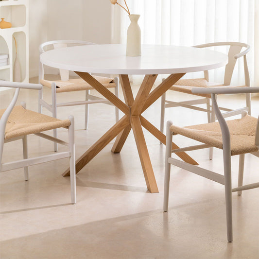 Mesa de Comedor Redonda Cross 100cm - Cubierta de Madera