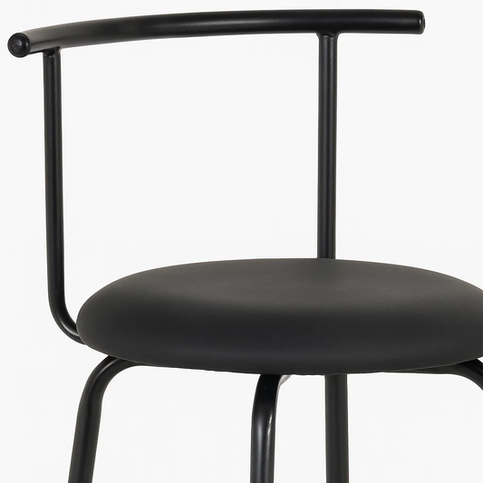 Taburete Alto Oslo Metal y Cuero Sintético - Negro