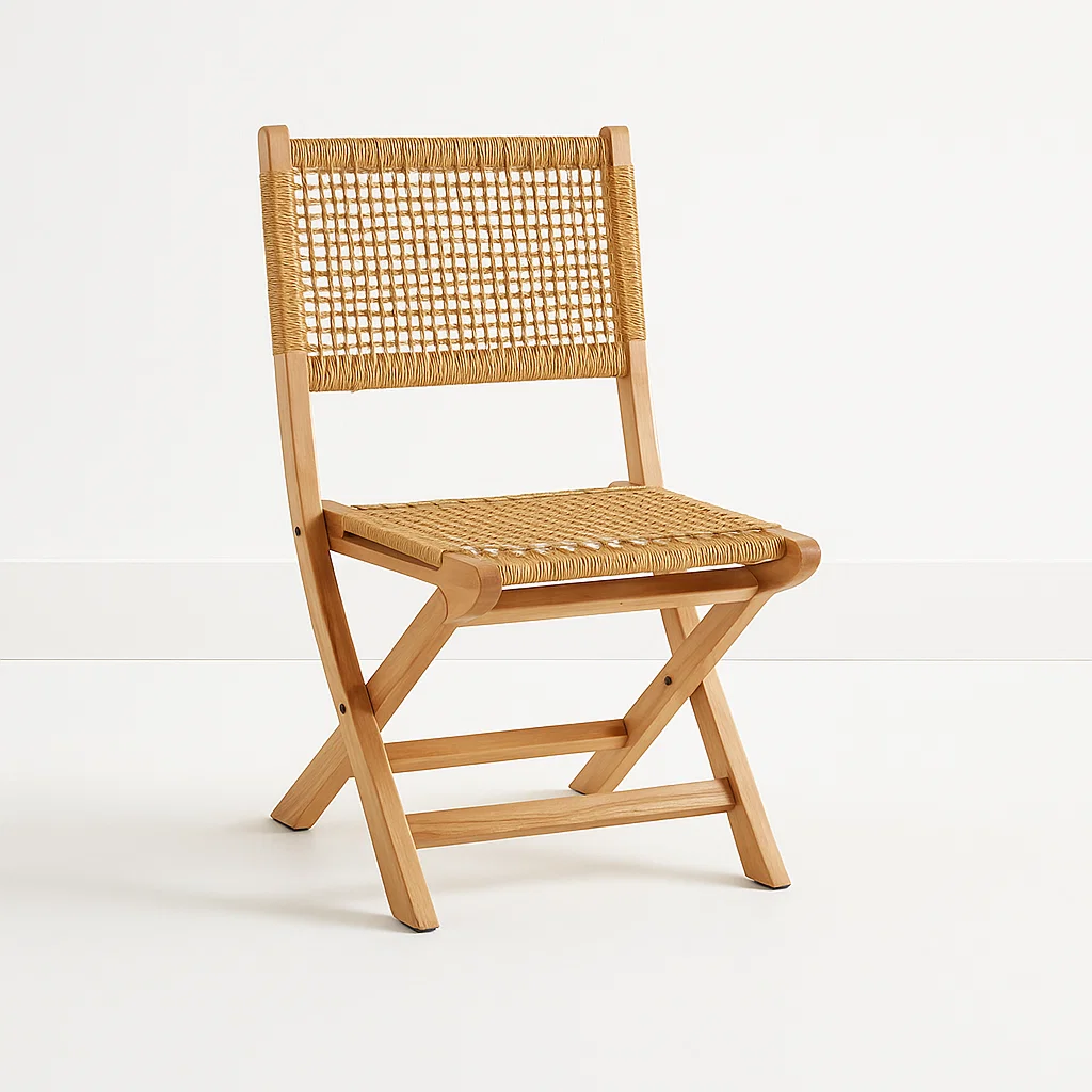 Silla Nido Plegable de Madera Rattan Natural