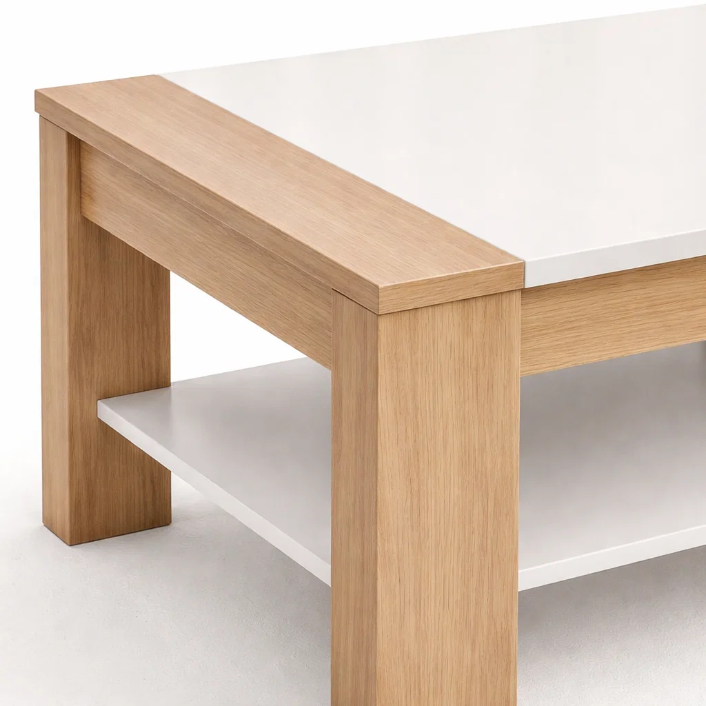 Mesa De Centro de Dos Niveles Coffee Blanco Roble