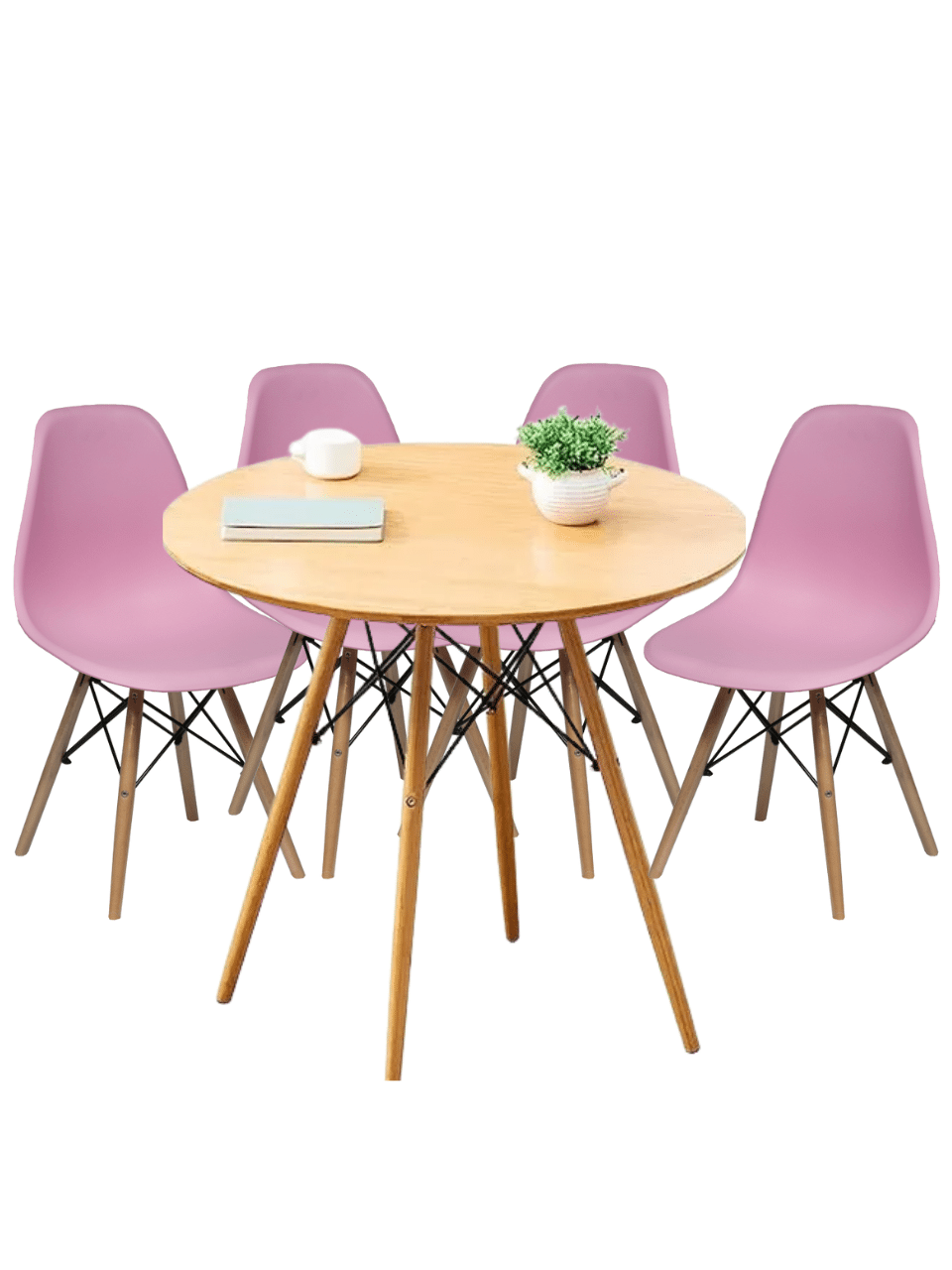 Juego de Comedor Eames Round Madera 4P