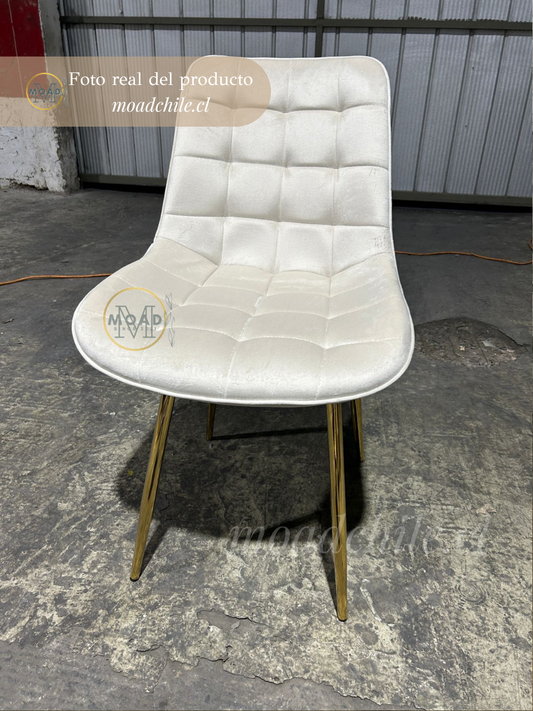 Silla de Comedor Macron Terciopelo patas doradas