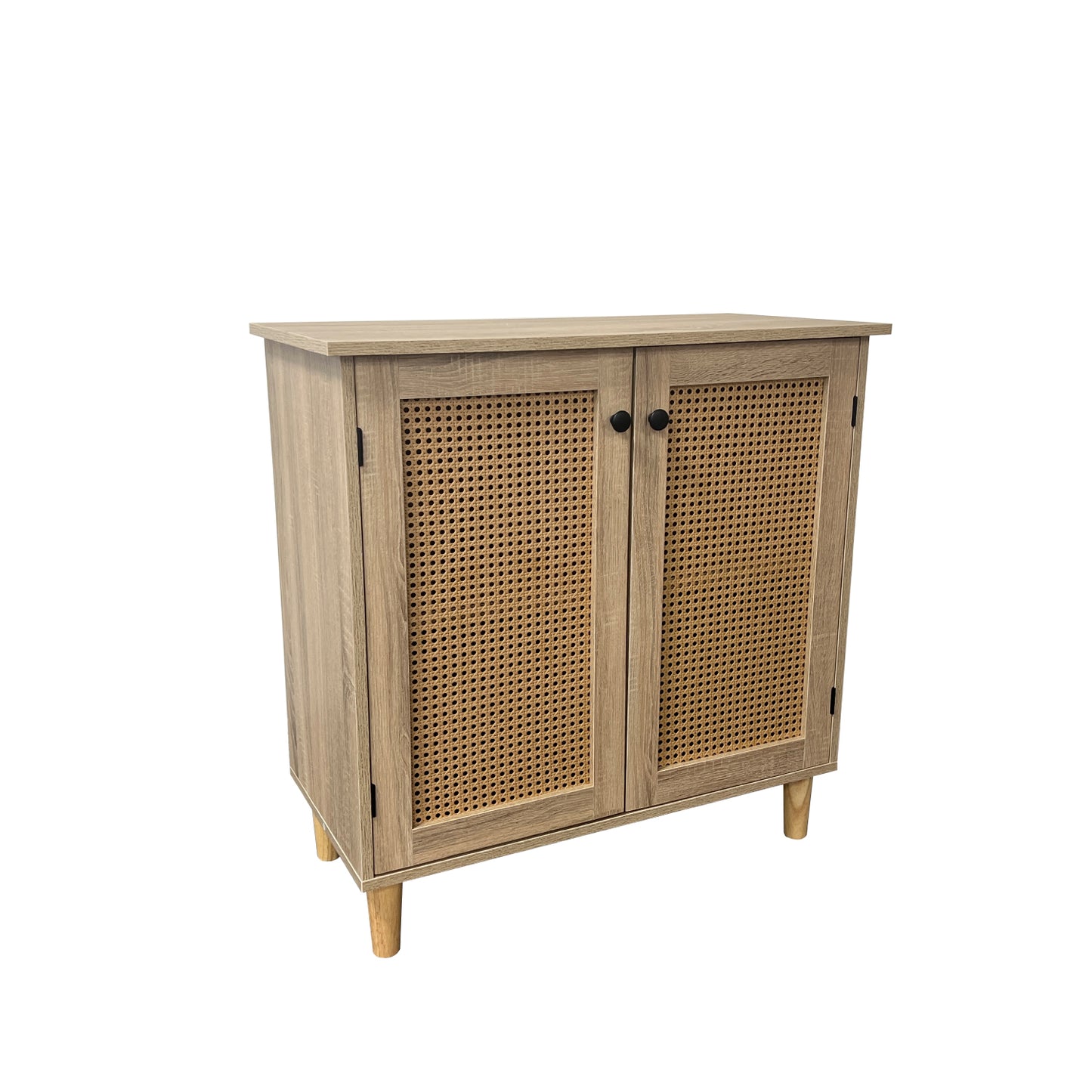 Cómoda 2 Puertas con Rattan - Madera Clara