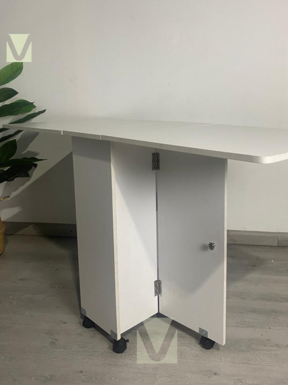Mesa de comedor plegable extensible blanca 140x60cm