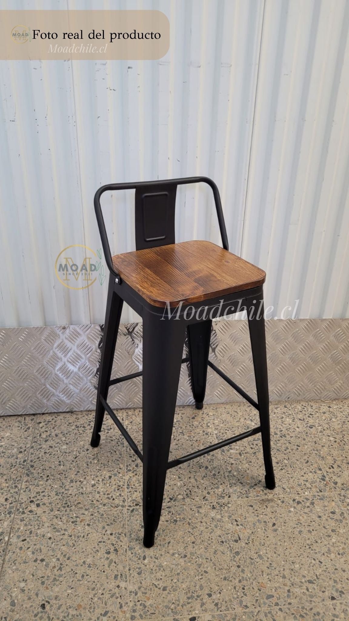 Pack 4 Taburetes Tolix Madera Oscura (66cm)