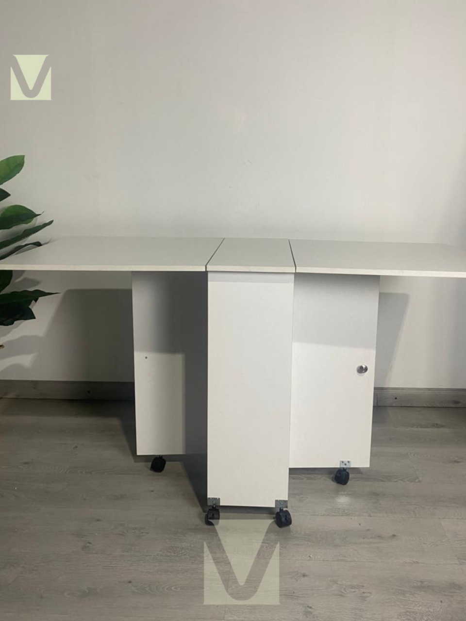 Mesa de comedor plegable extensible blanca 140x60cm