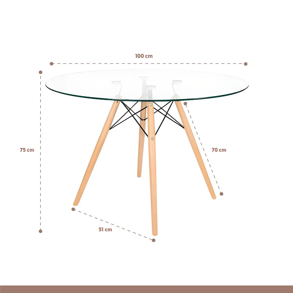 Comedor Clean 100cm (Transparente)