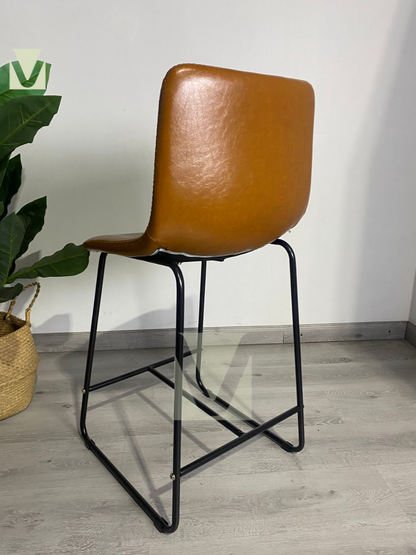 Pack 4 Taburetes de bar Burgos de cuero y metal industrial